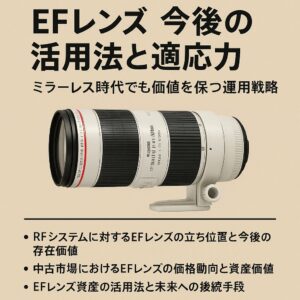EFレンズ 今後の活用法と適応力 ミラーレス時代でも価値を保つ運用戦略