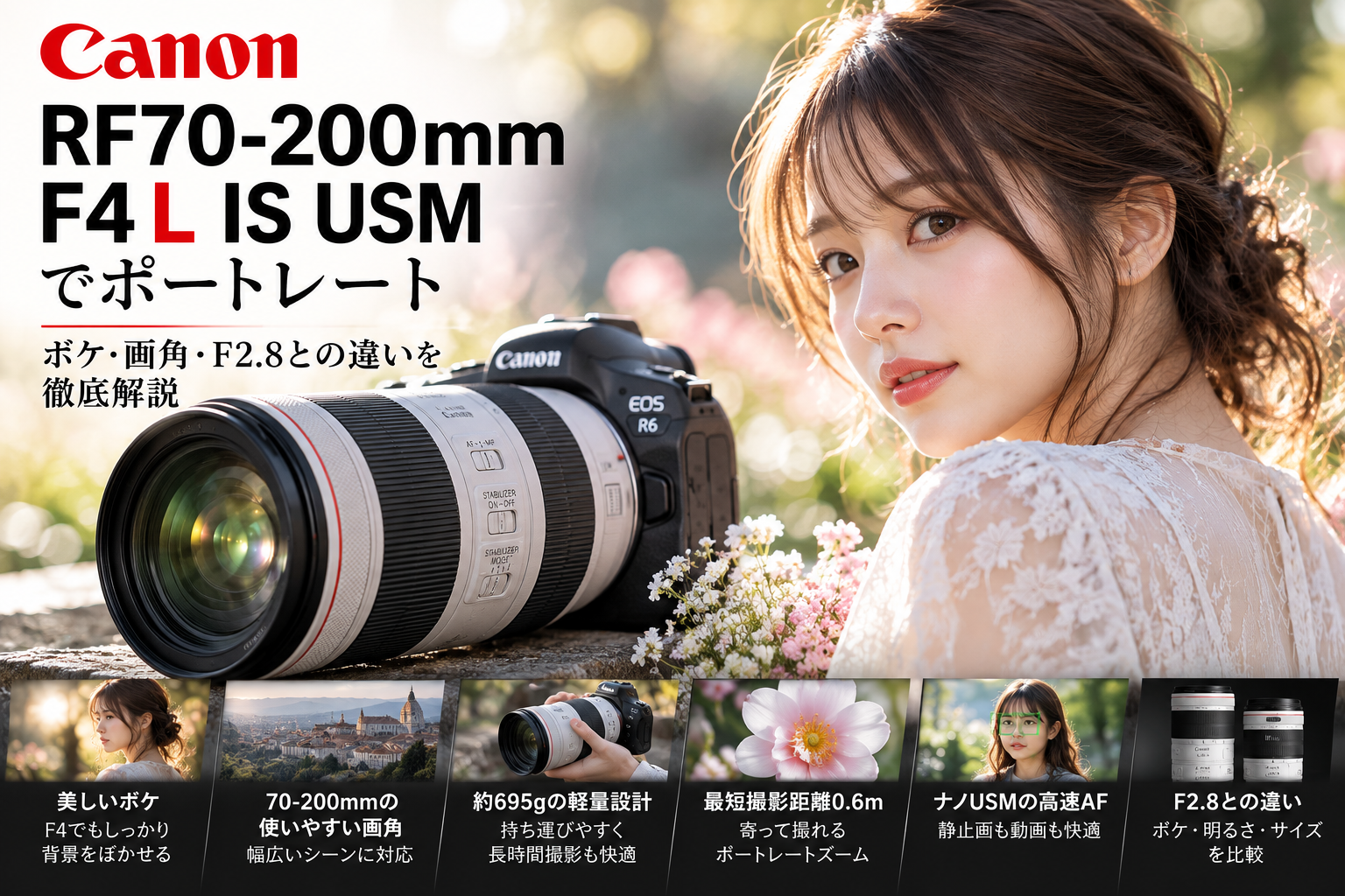 RF70-200mm F4 L IS USMでポートレート｜ボケ・画角・F2.8との違いを徹底解説