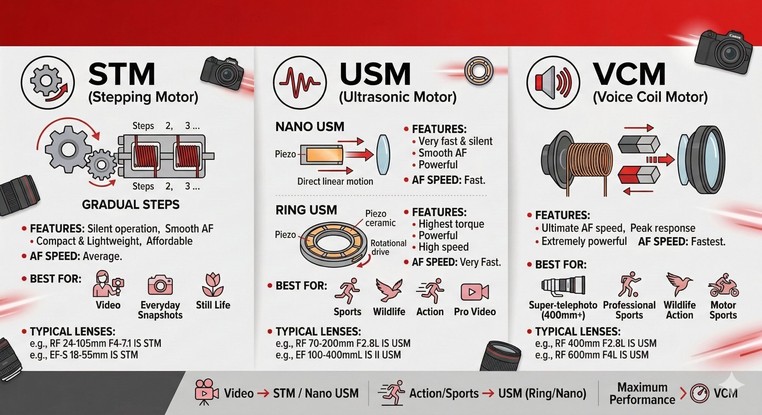 STMとUSMとVCMの違いとは？キヤノンレンズの選び方