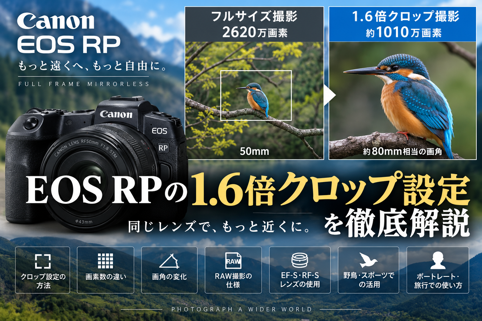 EOS RPの1.6倍クロップ設定を徹底解説｜画素数・画角・RAW・EF-S/RF-Sレンズ