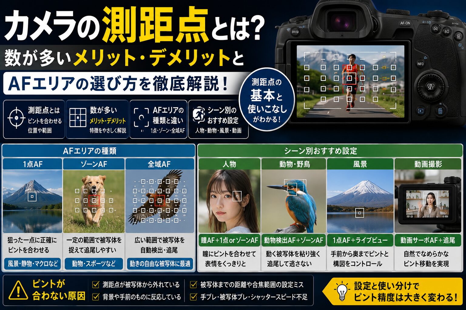 カメラの測距点とは？数が多いメリット・デメリットとAFエリアの選び方