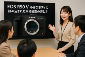 EOS R50 Vの特徴的なボディデザインと撮影性能