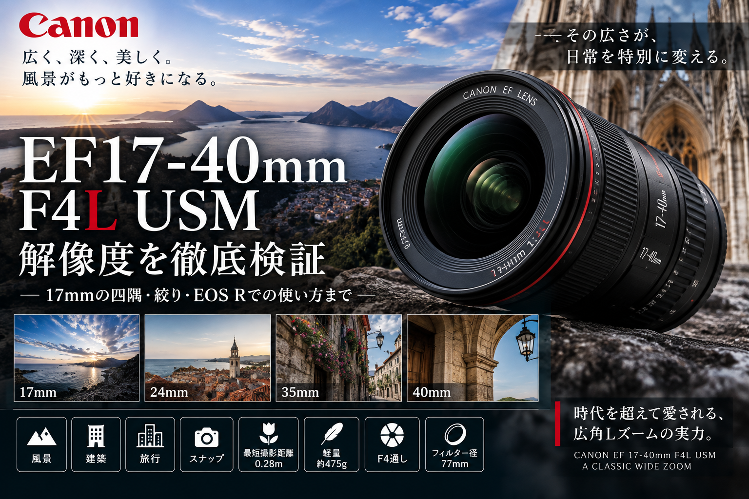 EF17-40mm F4L USMの解像度を検証｜17mmの四隅・絞り・EOS Rでの使い方