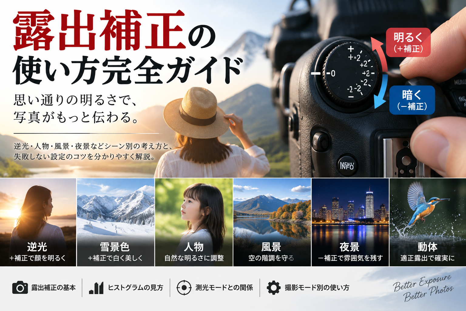 露出補正の使い方完全ガイド｜逆光・人物・風景・夜景で失敗しない設定