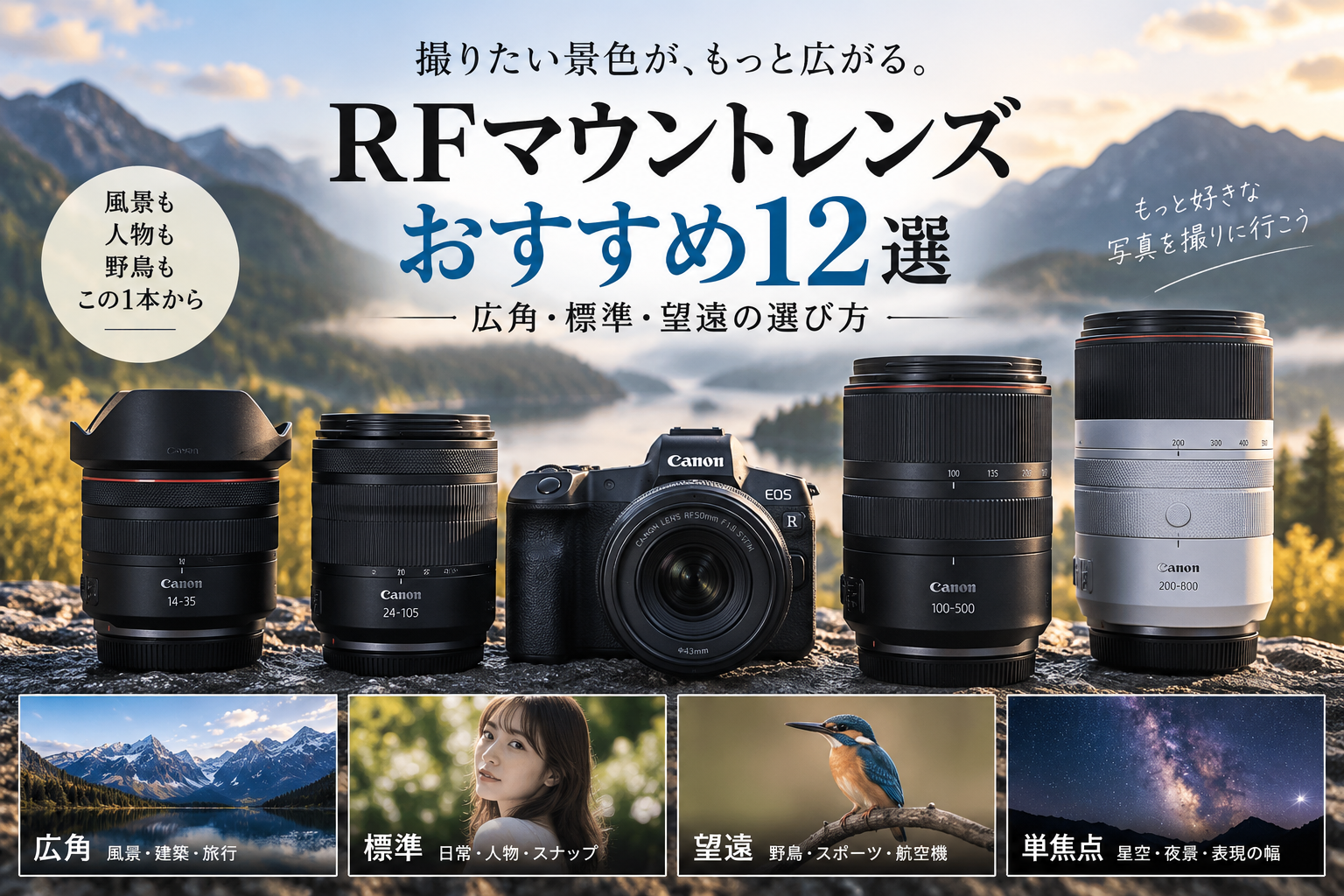 RFマウントレンズおすすめ12選｜広角・標準・望遠の選び方