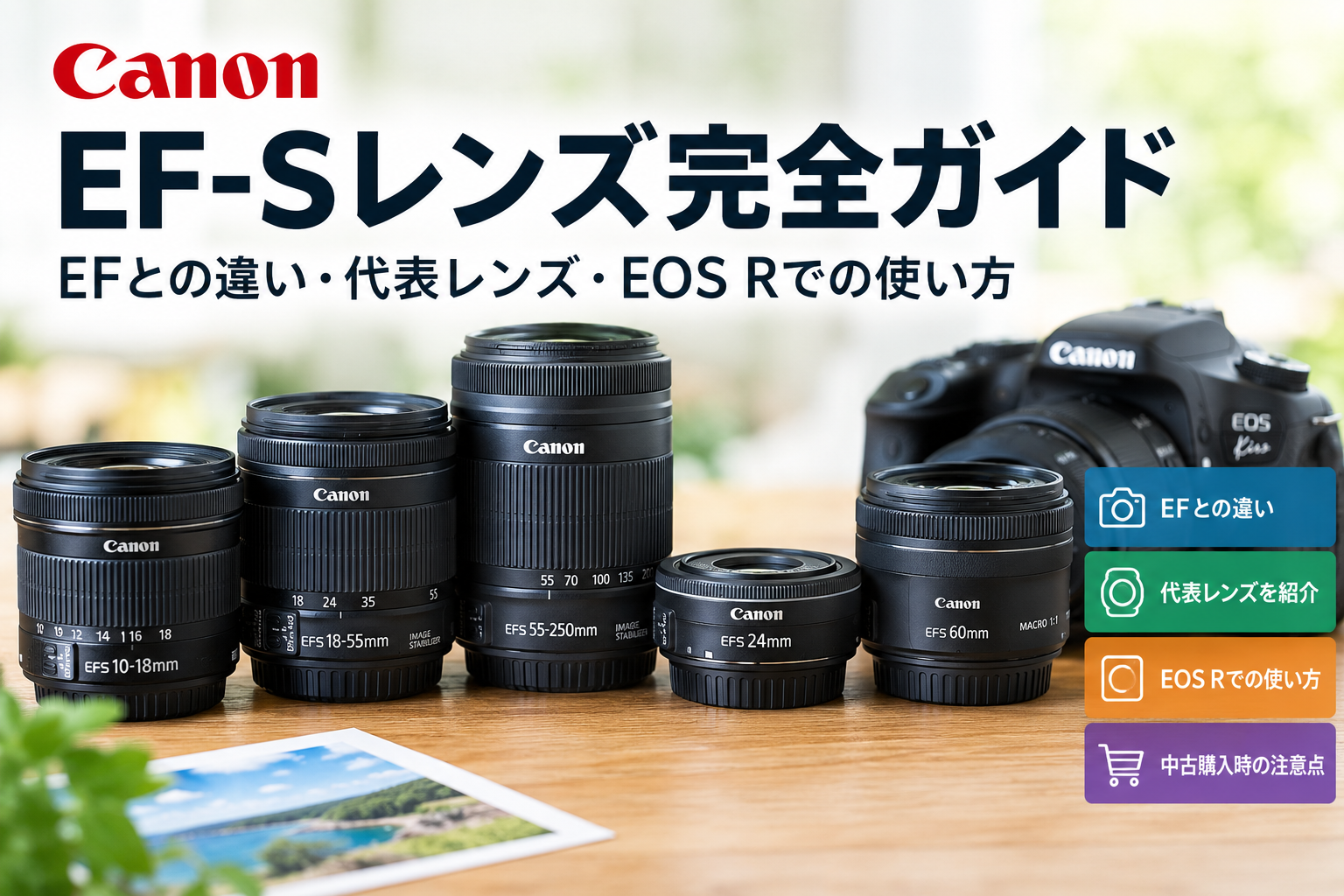 Canon EF-Sレンズ完全ガイド｜EFとの違い・代表レンズ・EOS Rでの使い方