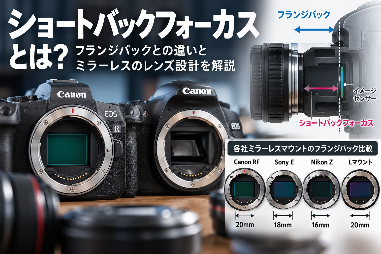 ショートバックフォーカスとは？フランジバックとの違いとミラーレスのレンズ設計を解説