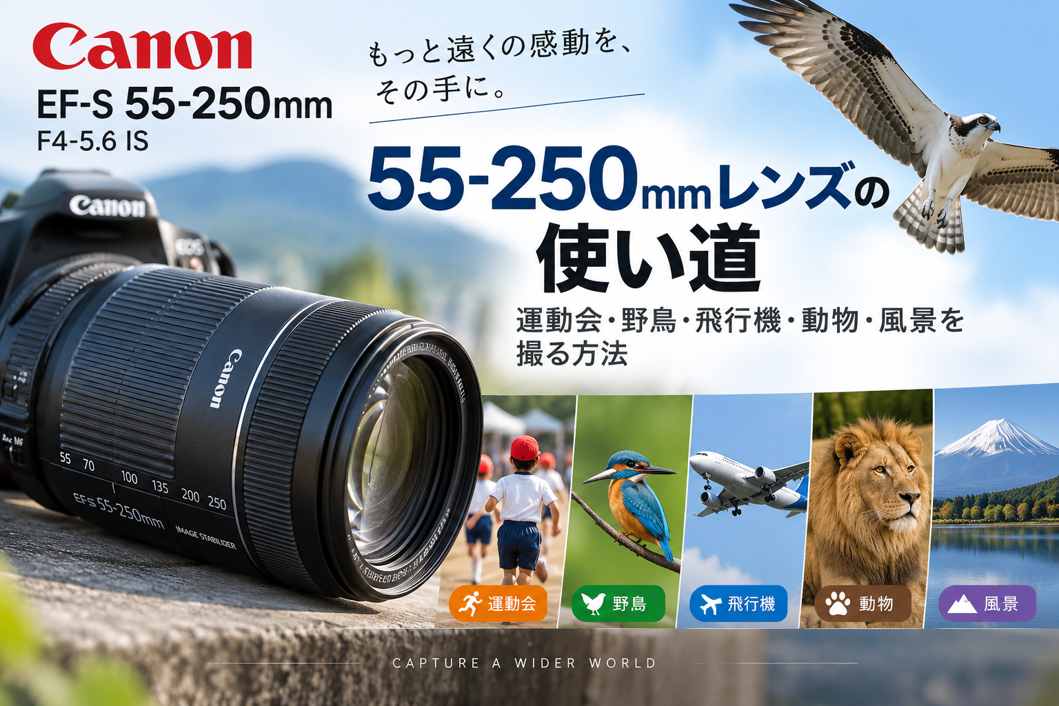 55-250mmレンズの使い道｜運動会・野鳥・飛行機・動物・風景を撮る方法
