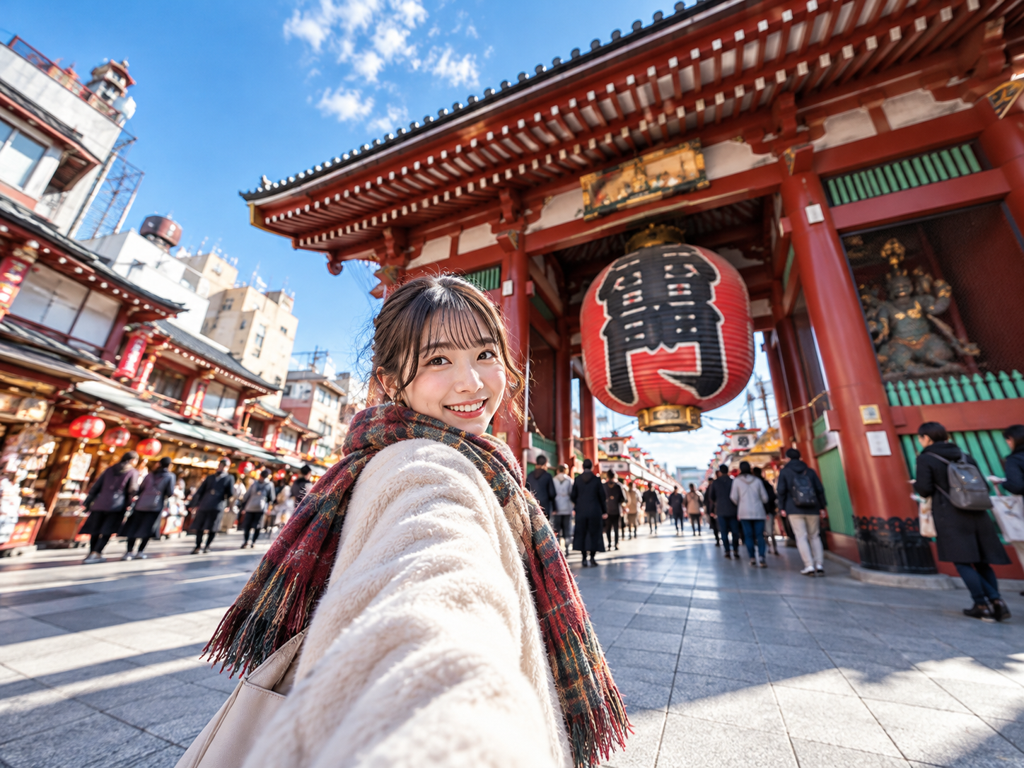 RF14mm F1.4 L VCMの参考作例。日本の寺院と人物を超広角で撮影するイメージ