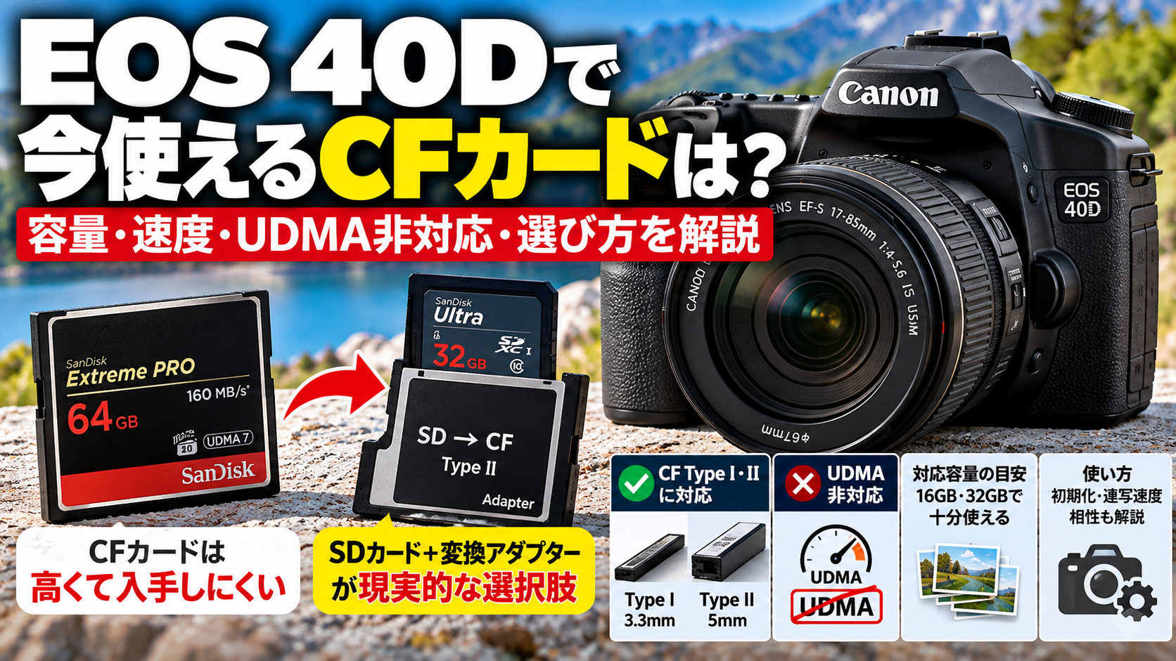 EOS 40DでSDカードを使う｜高価なCFカードを買わずに変換アダプターで使う方法