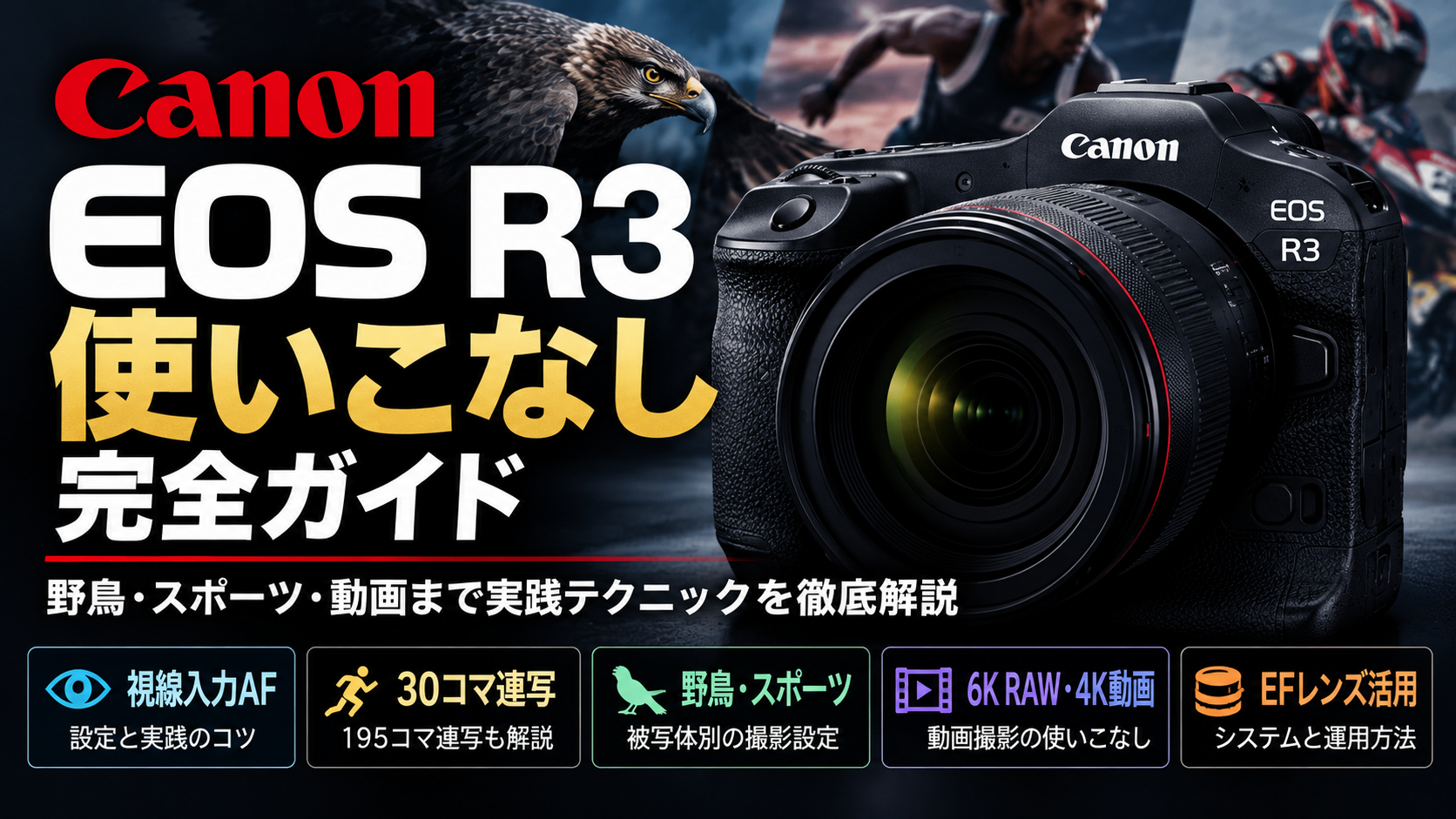 EOS R3使いこなし完全ガイド｜視線入力AF・30コマ連写・野鳥・スポーツ・6K動画の実践テクニック