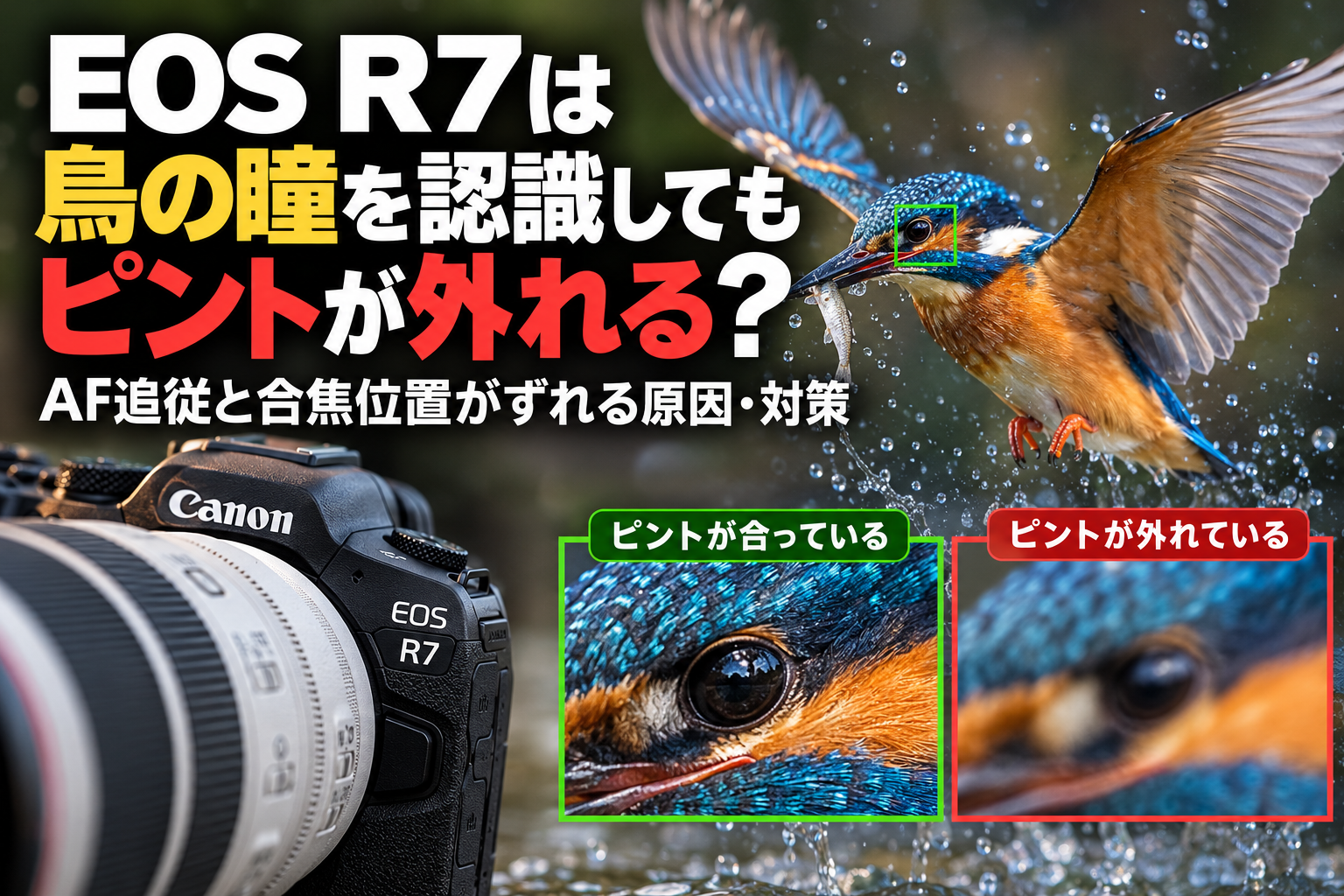 EOS R7は鳥の瞳を認識してもピントが外れる？AF追従と合焦位置がずれる原因・対策