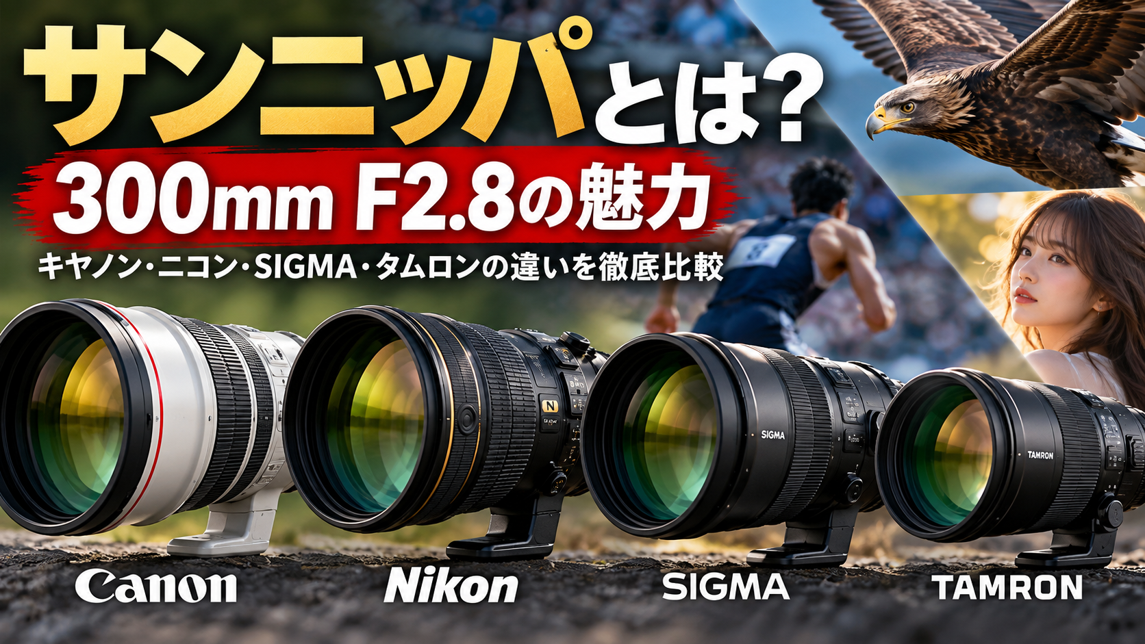 サンニッパとは？300mm F2.8の魅力とキヤノン・ニコン・SIGMA・タムロンの違い