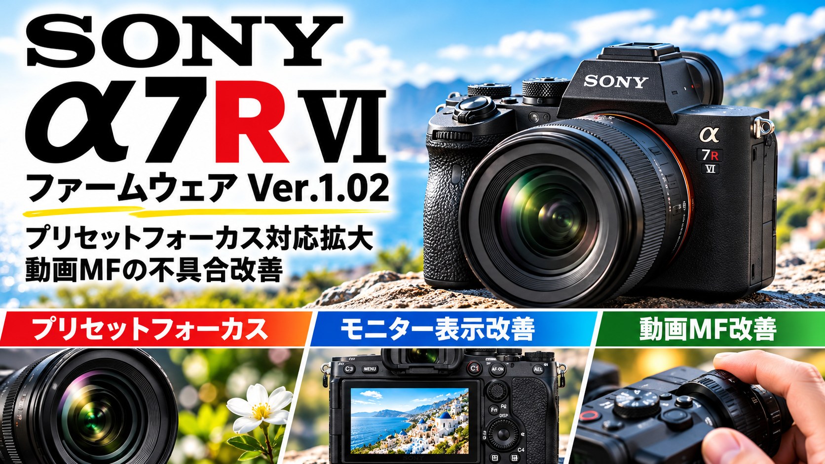 ソニー「α7R VI」ファームウェアVer.1.02公開｜追加機能・設定変更・更新方法を解説