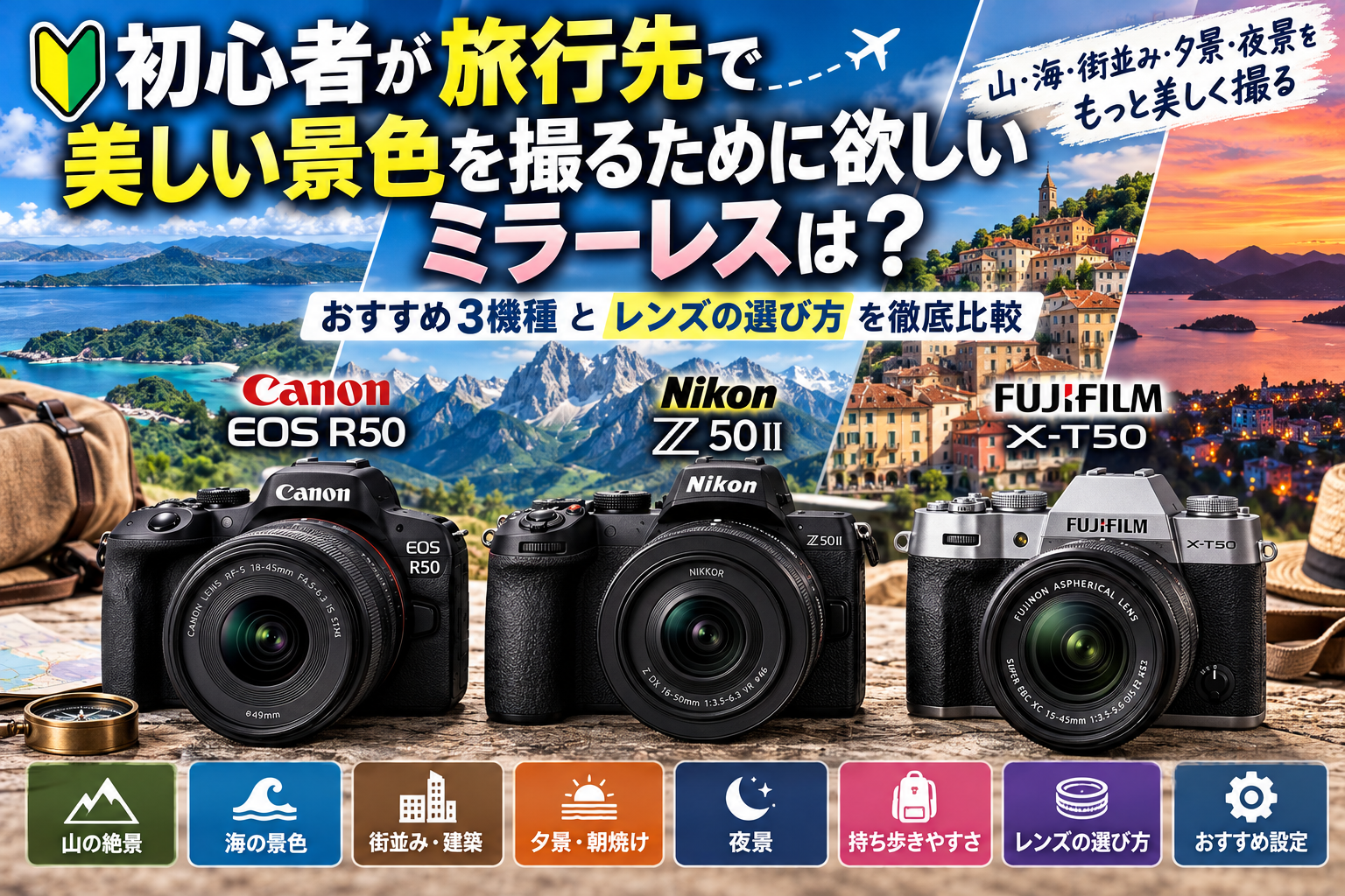 初心者が旅行先で美しい景色を撮るなら？おすすめミラーレス3機種とレンズの選び方